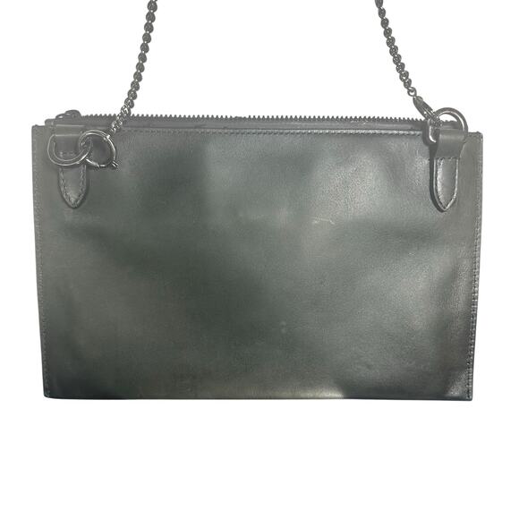 Ermenegildo Zegna XXX Leather Flat Zip Pouch Gray Crossbody Bag shoulder - Picture 2 of 16